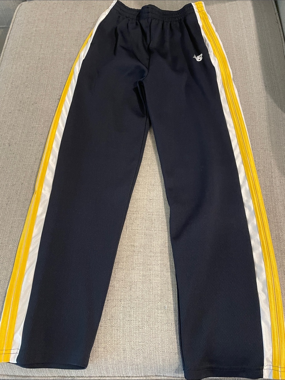 New Balance Navy Joggers with Yellow and White Side Stripes